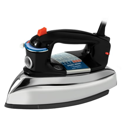 BLACK+DECKER Classic Iron with Aluminum Soleplate, Black/Stainless Steel,