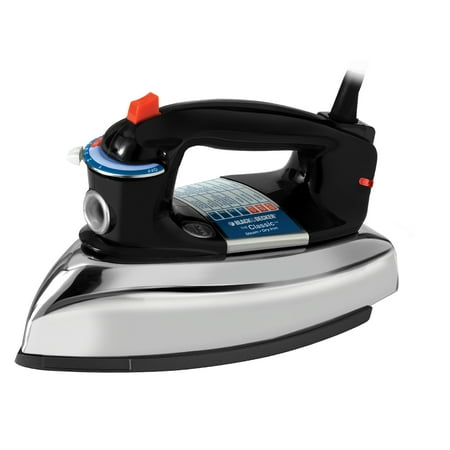 BLACK+DECKER Classic Iron with Aluminum Soleplate, Black/Stainless Steel, F67E-2