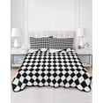 thumbnail image 2 of Twin Quilt Bedding Set, Black White Plaid Reversible Summer Quilt 3 Pieces, Modern Minimalist Geometric Checkered Lightweight Bedspreads Coverlets with 2 Pillow Shams for All Seasons, 2 of 5