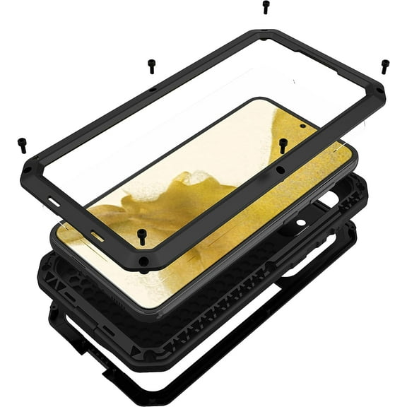 for Galaxy S23 Plus Case,Full Body Protective Heavy Duty Shockproof [Tough Armour] Aluminum Alloy Metal Military Case with Silicone Built-in Screen for Samsung Galaxy S23  5g 6.6" - Black