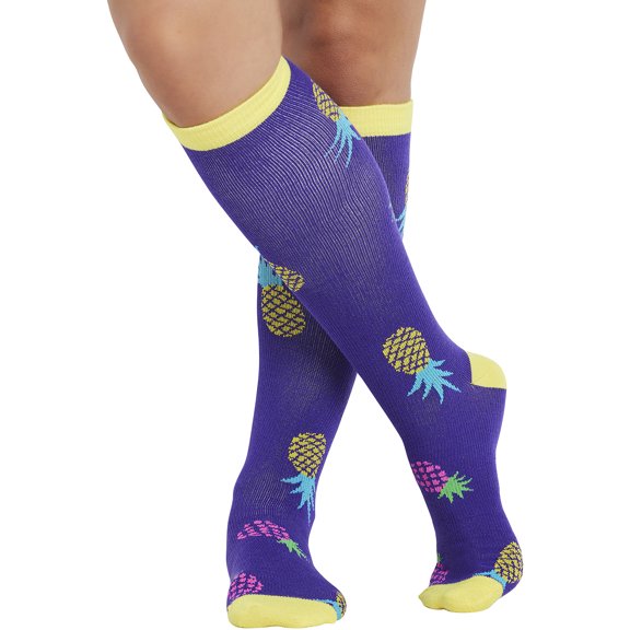 Cherokee Printsupport Women 12 mmHg Support Socks, Regular, Pineapple Toss