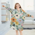 thumbnail image 5 of FORMRS Wearable Blanket Hoodie with Sleeves for Kids Cozy Flannel Sweatshirt, Green Floral Pattern, 5 of 7