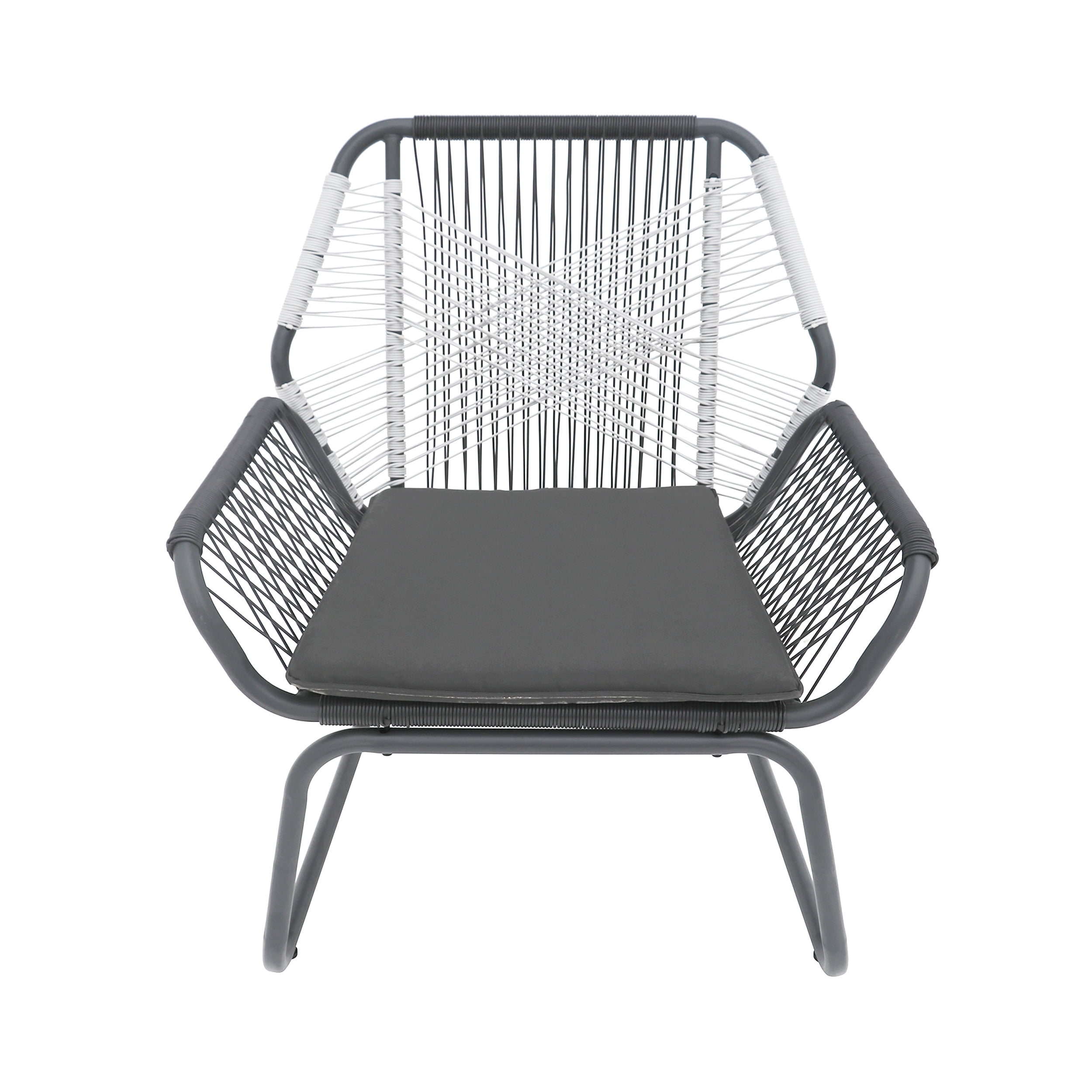 Outdoor Wicker Single Club Chair, Leisure Relax Seat for Patio Garden, Charcoal Gray