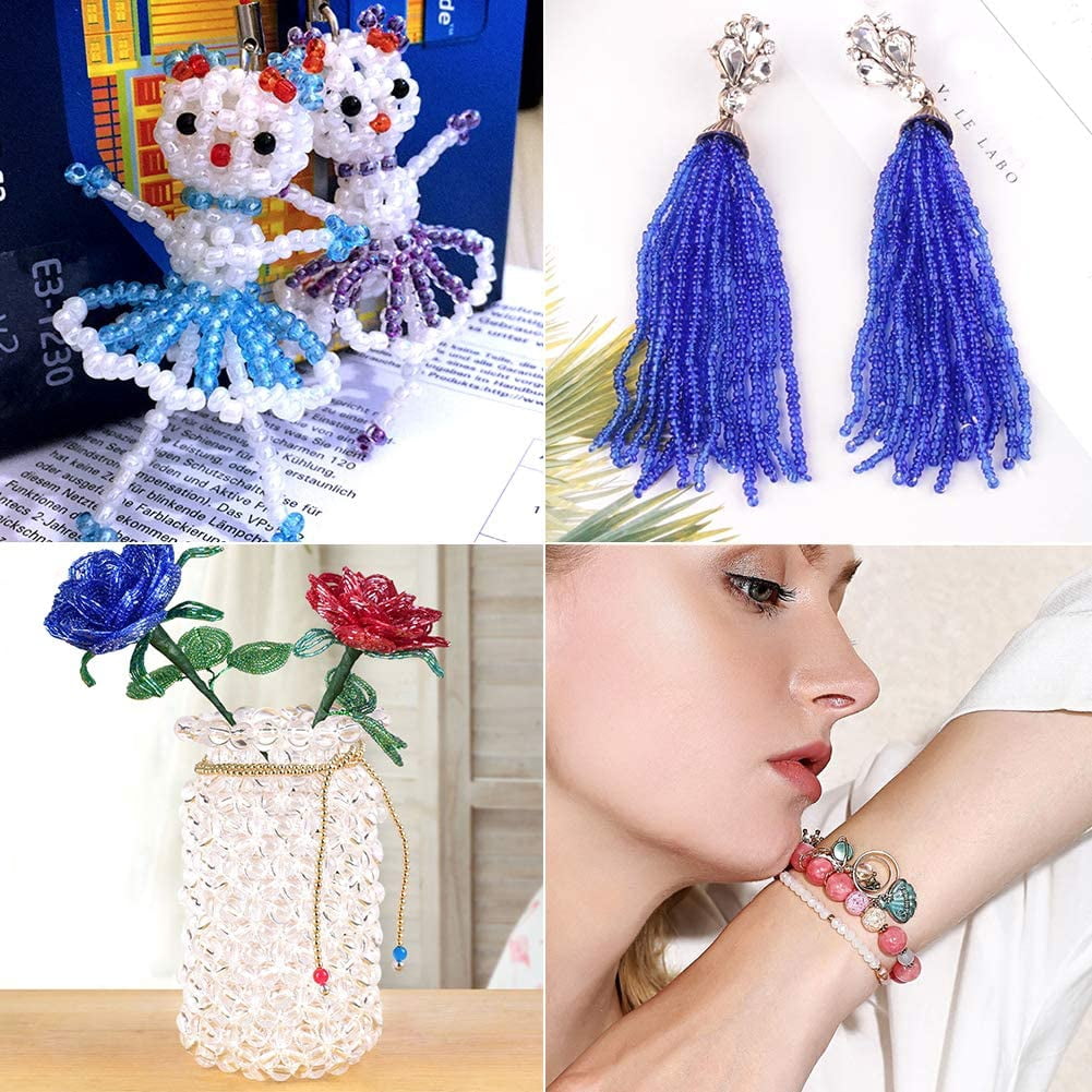 PH 21000pcs Glass Seed Beads 15 Color 12/0 Transparent Waist Beads 2mm Mini Beads Craft Pony Waist Beads for Bracelets Earrings Necklaces Jewelry Making colorful DIY