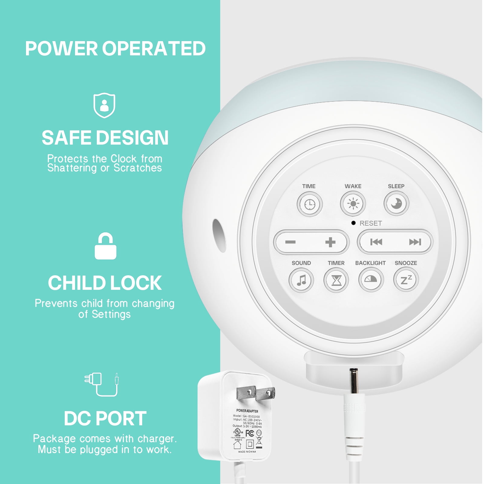 Sun & Moon Rise Kids Alarm Clock, Children's Sleep Trainer ,Sleep Sound Machine, Wake Up Light & Night Light ,Teach Kids Day & Night