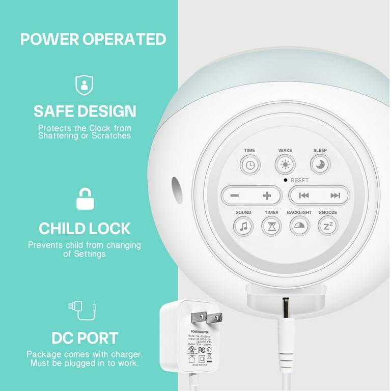 DR.MOXA Kids Alarm Clock, Sleep Trainer, Night Light, Wake Up