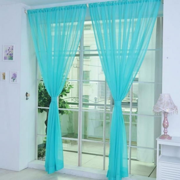 Fiudx Juego de Cortinas Azules para Puerta, Elegante Diseño de Hojas, Poliéster Suave, Versátiles para Puertas y Ventanas, Decoración Del Hogar, Ideales para Escaparates, 200 X 100 Cm (2 Unidades).