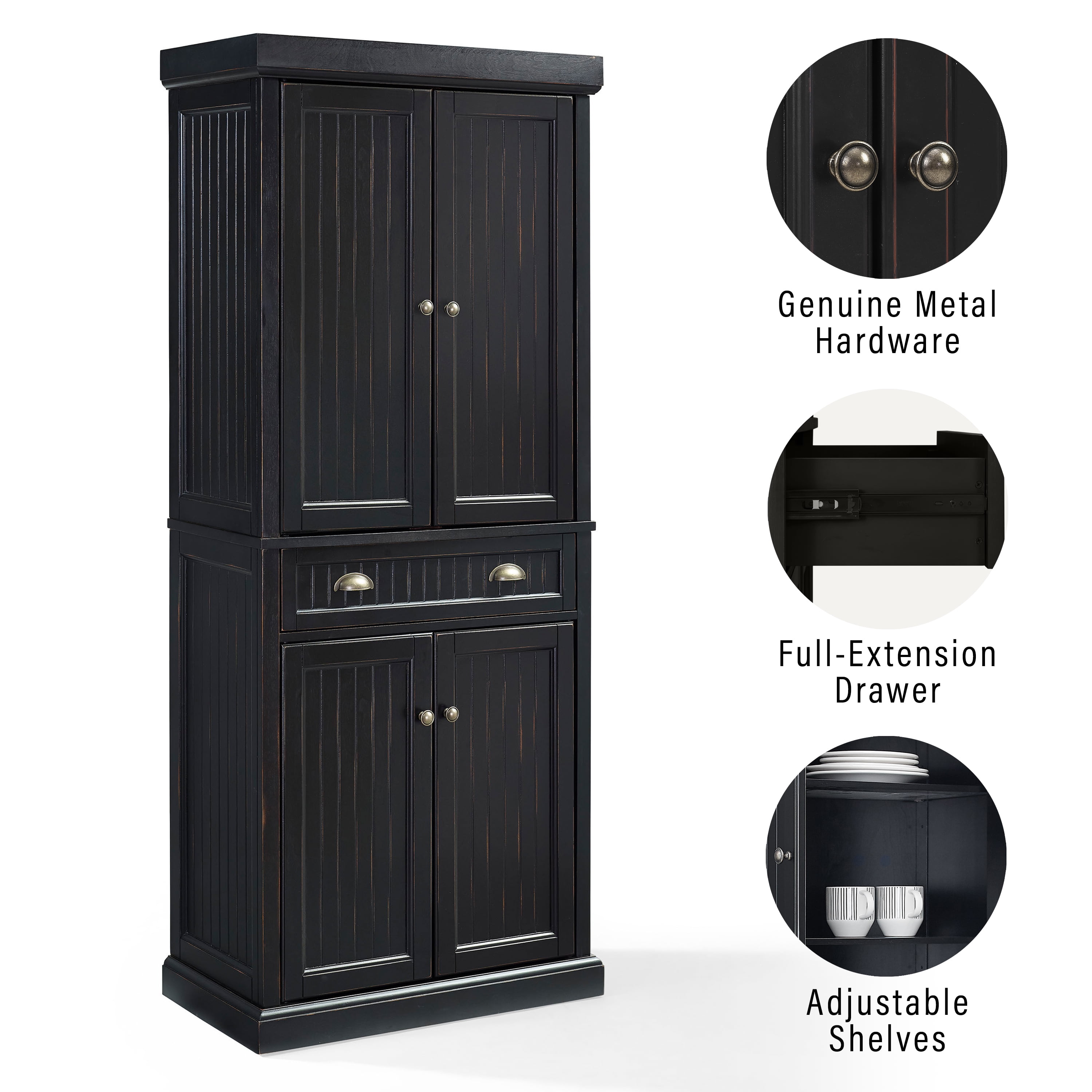 Crosley Furniture Seaside Coastal Pantry Storage Cabinet with Shelves, Kitchen, Dining, or Laundry Room