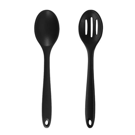 

Cooking Tools and Utensils 2 Piece Nylon and Wood Kitchen Set Heat Resistant Spatula and Spoons Black+Black