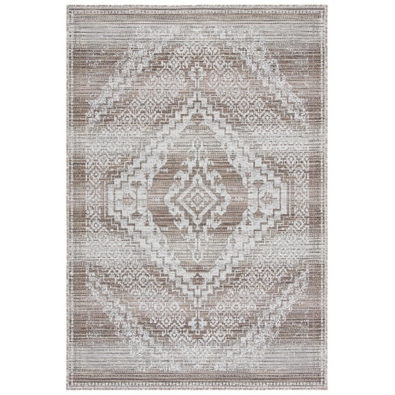 SAFAVIEH Havana Codie Medallion Indoor/Outdoor Area Rug, Light Brown/Ivory, 8' x 10'