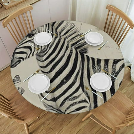 

SHERONV Zebra Butterflies Grass Round Tablecloth Stain-Resistant Washable Indoor Outdoor Restaurant Wedding Party 100% Polyester for Picnic Dining Kitchen Farmhouse Waterproof Fabric 38 -42