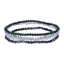Bohemian Stackable Bead Bracelets 4mm Multi-Layer Crystal Beads Stretch Bracelet Set for Women Wristbands Jewelry Costume Gifts, Blue