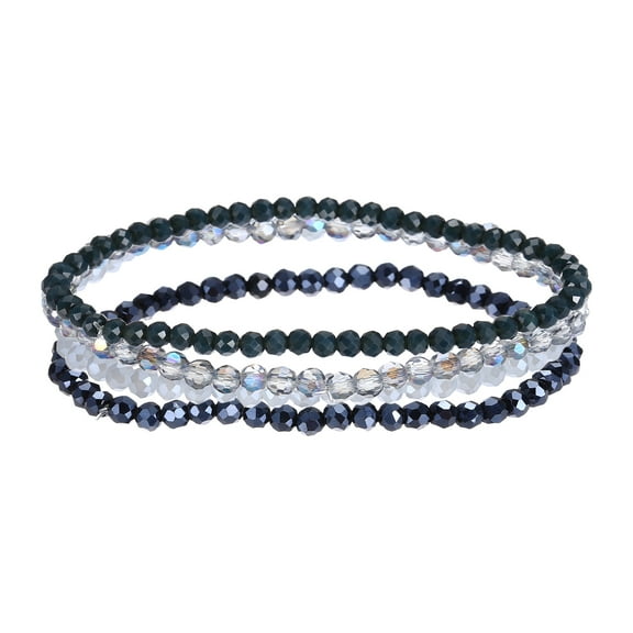 Bohemian Stackable Bead Bracelets 4mm Multi-Layer Crystal Beads Stretch Bracelet Set for Women Wristbands Jewelry Costume Gifts, Blue