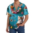 thumbnail image 1 of Fotbe Whimsical Cats and Flowers Scene Camisa Estampada de Manga Corta para Hombre, Casual de Verano, Estilo Playero, Sin Arrugas-4X-Large, 1 of 5