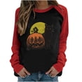 thumbnail image 1 of Moda mujer primavera patchwork impreso manga larga cuello redondo casual tee tops Pompotops FGAJ4786, 1 of 5