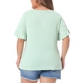 thumbnail image 4 of DARING DIVA Women's Plus Plain Crew Neck Ruffle Short Sleeves Blouse 1X Mint Green, 4 of 6