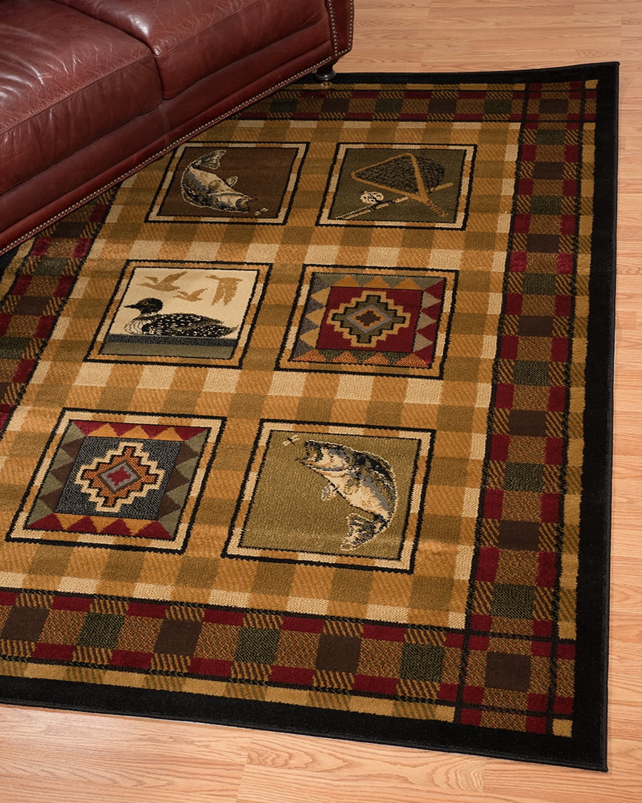 United Weavers Essence Lodge Border Multi Woven Polypropylene Area Rug