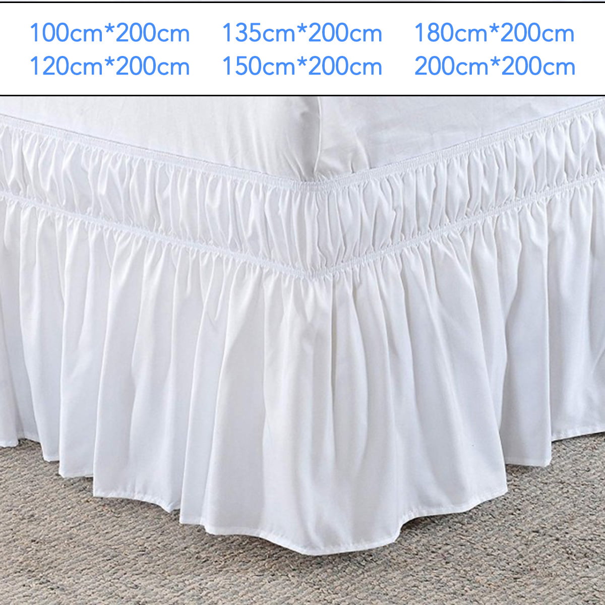 Bed Ruffle Elastic Skirt Fit Wrap Around Twin Full Queen King Valance Bed Decor 