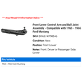 thumbnail image 2 of Front Lower Control Arm and Ball Joint Assembly - Compatible with 1965 - 1966 Ford Mustang, 2 of 2