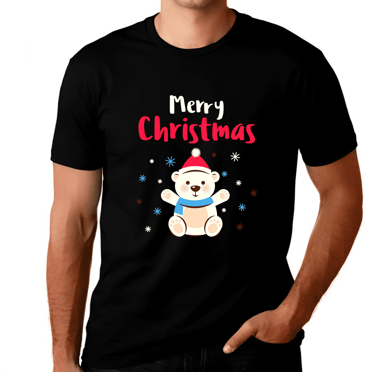 Funny Bear Christmas Pajamas for Men Plus Size Christmas TShirts for
