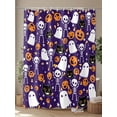 thumbnail image 4 of Fsddascl Halloween Purple Shower Curtain Set - Long 72" x 84" Washable Bathtub Curtain with 12 Hooks, Black White Ghost Orange Skull Pumpkin Waterproof Fabric Stall Shower Curtains for Bathroom, 4 of 6