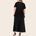 thumbnail image 4 of UPPADA Plus Size Dresses for Women Summer Casual Solid V-Neck Maxi Dress Dressy Boho Party Dress Loose Fit Short Sleeve Solid Dress Black,XL, 4 of 6