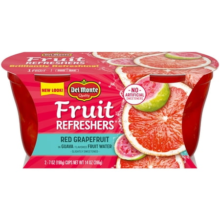 (2 Cups) Del Monte Fruit Refreshers Red Grapefruit Fruit Cups, 7 oz