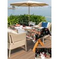thumbnail image 4 of Outdoor Tablecloth with Umbrella Hole and Zipper, Black Christmas Snowman Rectangle Table Cloth 60x84 Inch Waterproof Tablecloth, Xmas Snowflake Elk Tree Balls Picnic Table Cover for Patio Camping, 4 of 7