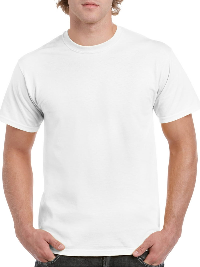 Gildan Men's Plain Cotton Short Sleeve White Crew T-Shirt, 4-Pack