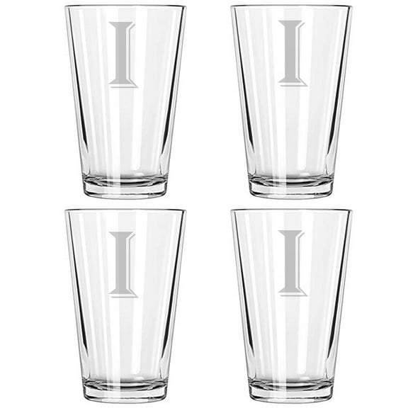 16OZ MONOGRAM BEER GLASS I SET OF 4