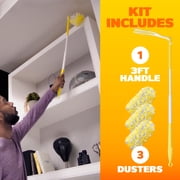 Swiffer Heavy Duty 3 ft Extendable Duster Kit with Refills, Unscented, 1 Handle + 3 Refills