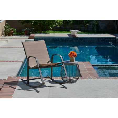 Patio Rocking Chair in Dark Brown with Brown Textilene ...