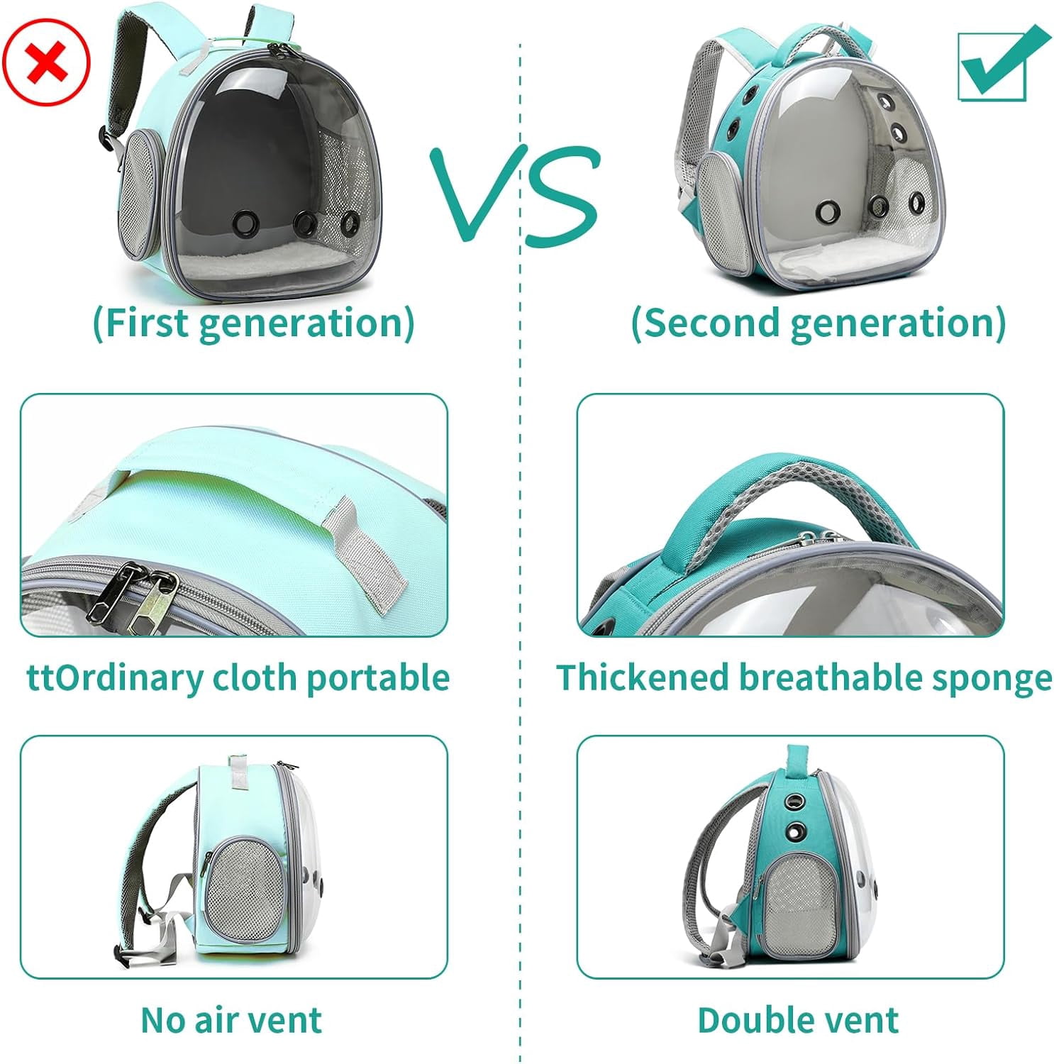 Portable Travel pet Backpack Carrier Hamster Bag Guinea Pig Bird Small Dog cat Turtle Carrier Rabbit Cage Squirrel Bearded Dragon Breathable Hangbag (Green).Product promotion event