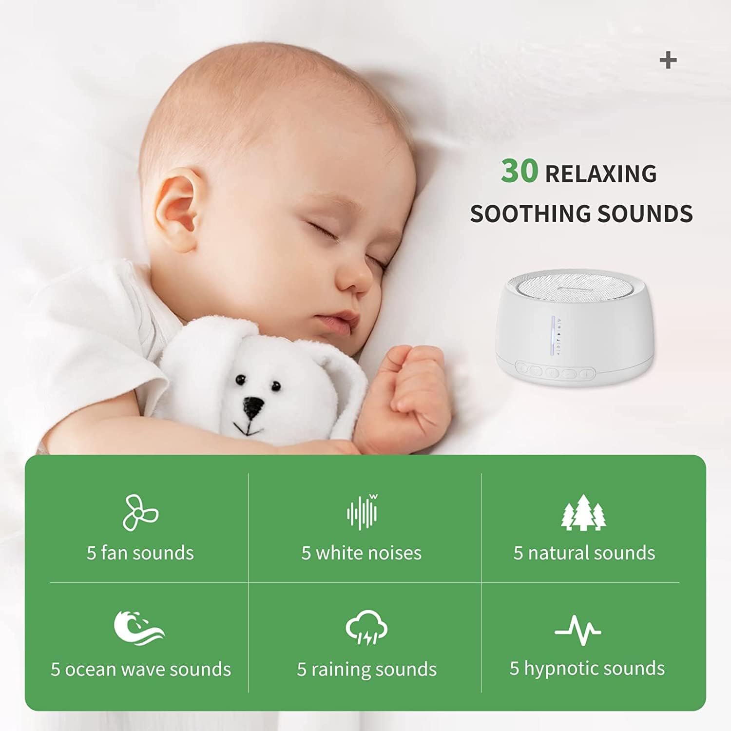 White Noise Machine with 30 Soothing Sounds,36 Levels Volume