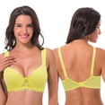 thumbnail image 3 of Curve Muse Women's Lightly Padded Underwire Lace Bra with Padded Shoulder Straps-2PK-WHITE,LIGHT YELLOW-38DD, 3 of 7