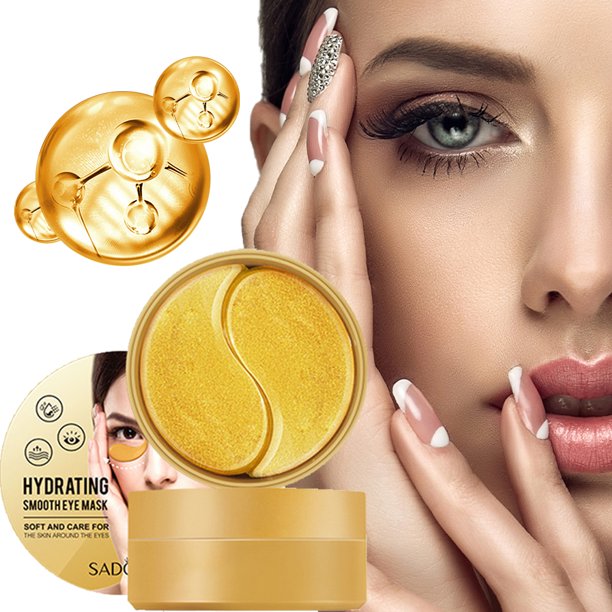 SADOER 24k Gold Under Eye Patches 60 Pcs Eye Mask Pure Gold Anti