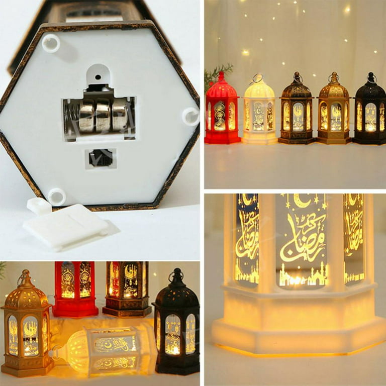 Dome Ramadan Lights,Eid Ramadan Ornaments,Table Decor Lights,Mubarak Decorative  Lamp,Eid al-Fitr Hexagonal Wind Lights,Ramadan Festival Lantern  Ornaments,for Ramadan Holiday Decor 