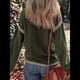 thumbnail image 4 of Suéteres para Mujer, Cuello Redondo Liso, Corte Holgado, Larga, Punto en Contraste, Jersey, Tops Verde S, 4 of 8