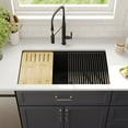 thumbnail image 4 of 33 in. Single Bowl Granite Composite Undermount Kitchen Sink in Black with Grid and Strainer, 4 of 12