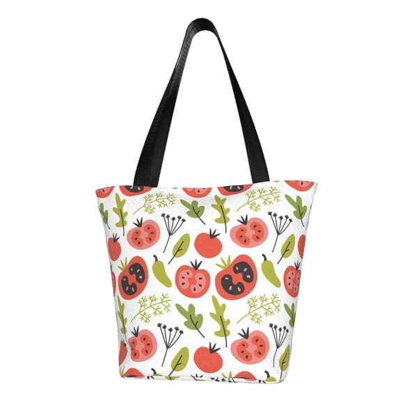 Salouo Tomatoes for Shoppers Tote for Women Foldable Handbags with Big Capacity Casual One-Shoulder Shopping Bag Hobo Bags Fit for Office/Shopping/Park
