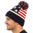 thumbnail image 2 of Winter Thermal Knit Hat for Men Women, Warm Lined Beanie Cap with USA Flag Design and Pom-Pom Top, Cozy Bobble Hat for Cold Weather, Skiing, Hiking and Outdoor Sports, 2 of 5