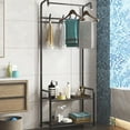 thumbnail image 6 of Baokaler 3-in-1 Entryway Coat Rack Shoe Bench Metal Hall Tree Clothes Stand 2 Layers Storage Bench Free Standing Clothes Organizer Hat Stand Rod for Hanging Jacket, 6 of 11
