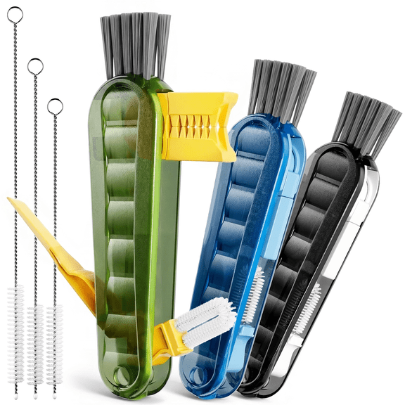 propuri Bottle Brush Set, 6‑Pack 4‑in‑1 Cup Lid Gap Cleaning Brushes, Multi‑Function Tumbler & Crevice Cleaner with 3 Size Straw Brushes for Water Bottles, Travel Mugs & Baby Bottles, Navy Black Oliv