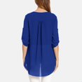 thumbnail image 3 of Verano 3/4 Mangas Mujeres Tops Cuello En V Moda Chifón Irregular Sólido Camiseta Likrtyny Mujer, 3 of 3