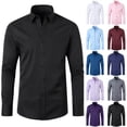 thumbnail image 3 of Admvng Mens Dress Shirt Solid Long Sleeve Collar Stretch Business formal Button Down Shirts, 3 of 3
