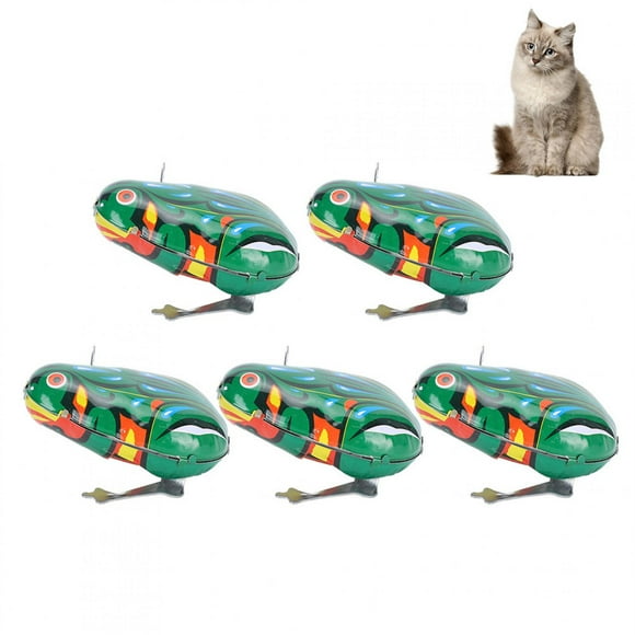 Wind Up Toys, 5Pcs Clockwork Spring Frogs Toy Jumping Frogs Hoppity Frogs Green Metal Jumping Frogs Wind Up Toys for Cat Dog Playing Accessories