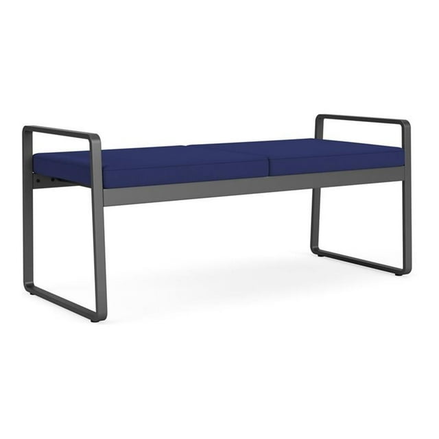 Gansett Reception Waiting Room Healthcare 2-Seat Bench / Charcoal Steel / Blue