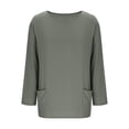 thumbnail image 5 of Long Sleeve Graphic T Shirts for Women Long Sleeve Linen Shirt Boat Neck Loose Plain Casual Lightweight Spring Fall Shirts Linen Tops with Pockets Ship Leader Women's Long Sleeve T-Shirt, 5 of 5