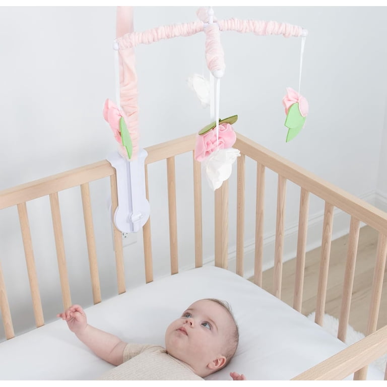 The Peanutshell Pink Floral Musical Crib Mobile for Girls photo 5