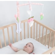 The Peanutshell Pink Floral Baby Musical Crib Mobile for Baby Girls with 12 Lullabies
